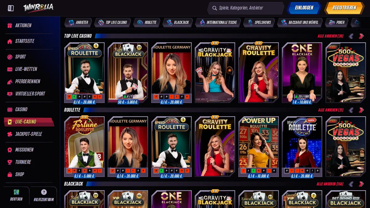 Live-Casino & Tischspiele